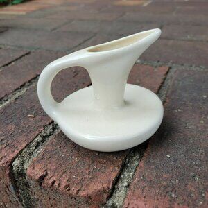 Vintage Cream Ceramic Miniature Pitcher Vase With Handle